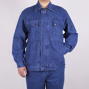 秋季牛仔工作服套装男加厚耐磨劳保服防烫焊工服电焊工人工装上衣