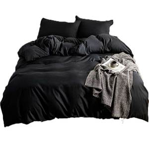 学生四件套宿舍全黑色被套1.2床笠单人磨毛被套150*200床单4件套