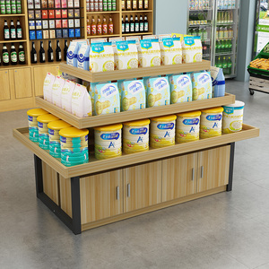 k超市中岛货架三层堆头化妆品母婴文具展销柜鞋服v饰商用示促流水