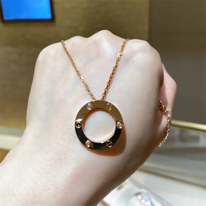cartier/卡地亚 经典love系列大饼18k玫瑰金黄金无钻系列锁骨链女