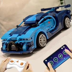 咔搭兼容乐高编程拼装积木遥控电动布加迪跑车儿童玩具送男孩礼物