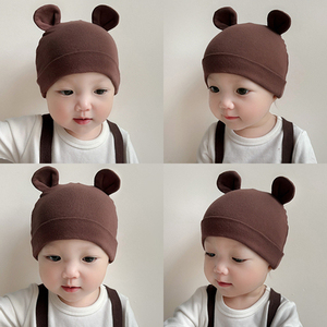 四个月宝宝帽子婴儿帽护囟门秋冬季纯棉护耳帽春秋胎帽可爱新生儿