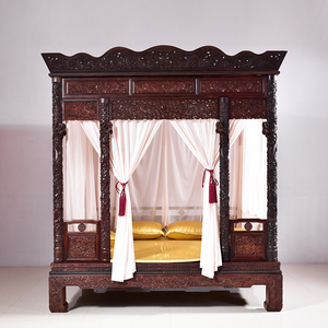老挝大红酸枝架子床中式拔步床明清家具仿古实木床红木月洞床宫廷