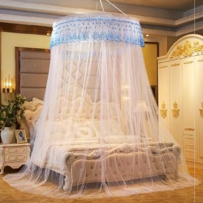 落地式双层网加粗圆吊上下床尘顶公主蕾丝k布顶蚊帐婴儿帷幔纱尺