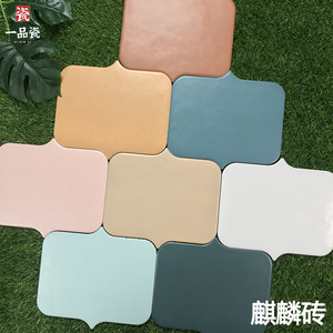 北欧网红麒麟手工砖绿色白色瓷砖厨房客厅餐厅吧台卫生间异形墙砖