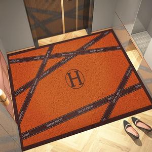 爱马仕网红轻奢入户门地垫 复古防滑脚垫进门pvc地毯门口字母丝圈