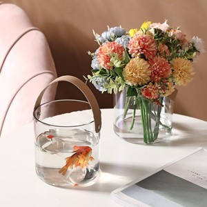2021网红鱼缸客厅小型轻奢风ins创意造景家用插花手提蓝装饰摆件