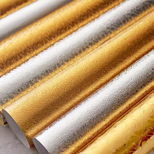 佛龛背景装饰贴纸自粘墙纸黄色即时贴不干胶防水佛堂金纸金色金箔