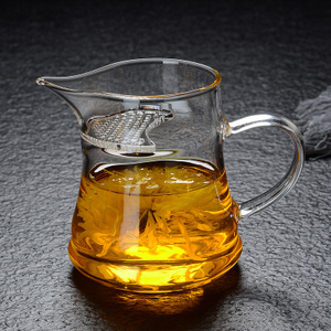 带引流嘴的玻璃杯月牙过滤茶杯耐热玻璃泡茶壶小容量高y硼硅圆形