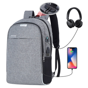 定印LOGO带锁电脑商务登机双肩包男书包旅行防盗USB充电背包