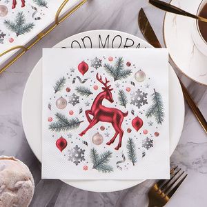 Runlux高端彩色圣诞印花餐巾纸 麋鹿纸巾 圣诞节装饰派对布置餐垫