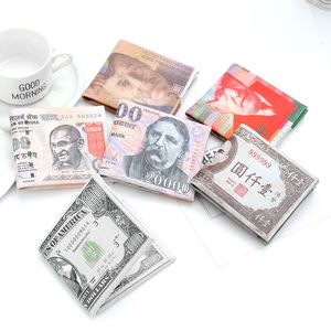 创意短款欧美印花图案各国钱图案PU钱包男士女钱夹礼物礼品卡跨境