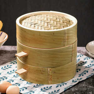 手工竹编蒸笼家用青皮竹制小笼包饺子蒸屉蒸馒头竹编蒸格商用篦子