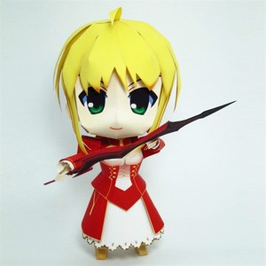 q版红sabe手尼禄fate手办摆趣件味r工剪纸o玩具纸模型diy手作