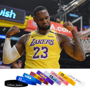 新款詹姆斯篮球细手环nba湖人队23号球星詹皇签名夜光运动硅胶男