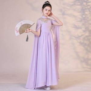 女童比赛古筝演出服夏季中国风演奏礼服六一合唱琵琶乐器表演服装
