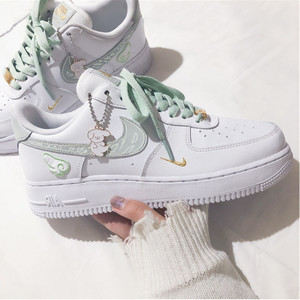 aj女鞋官网摩耐克韩版af1空军一号女板鞋马卡龙白蓝粉运动休闲鞋