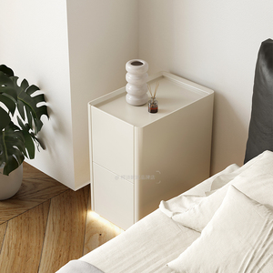 简约现代实木床头柜小空间25CM30CM35CM烤漆奶油白色极简窄床头柜