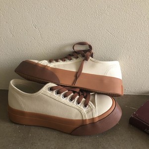 林先叁 巧克力配色小众帆布鞋女厚底夏季薄款低帮学生板鞋子ins潮