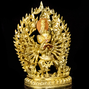 佛教密宗摆件 仿尼泊尔镀金双身大威e德金刚护法像佛像摆件高34cm