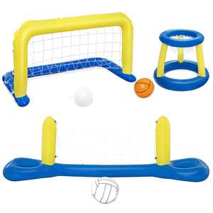 超大充气排球架网水上漂浮足球门水球门投篮篮球框滚筒跷跷板玩具