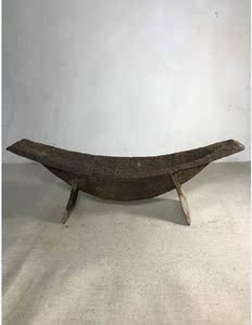 【伍伍】古董古玩收藏杂项清代铁药碾船槽子铁碾槽中药中医药具