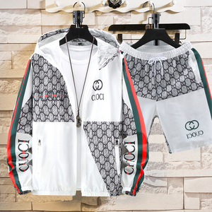 00淘客贝企业淘宝lv kingly短袖t恤套装男士2022夏季新款休闲个性薄