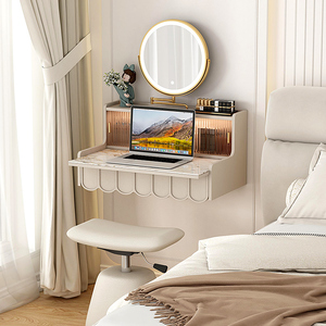 轻奢岩板悬空书桌70cm长小尺寸墙上写字台壁挂式悬浮电脑桌带抽屉