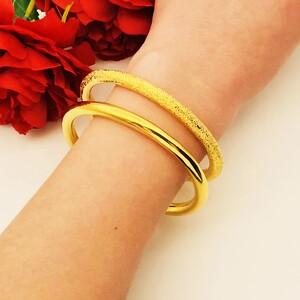 老凤祥黄金999手环女大圆圈磨砂光面圆形18k金手镯时尚新款镯子