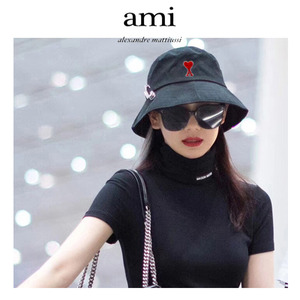 官网正品ami paris戚薇同款帽子时尚钻石别针渔夫帽女ins潮盆帽女