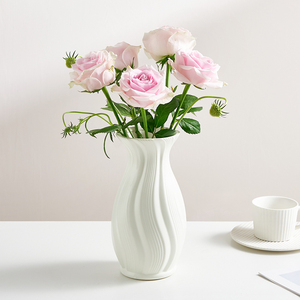 高级感奶油陶瓷白色花瓶水培鲜花插花摆件客厅餐厅装饰品简约现代