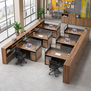 财务办公桌椅组合员工桌六人位4人6职员办公室简约现代屏风办公桌