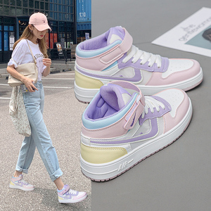 aj女鞋空军一号高帮板鞋女学生小码32夏天镂空网眼网面透气网鞋34