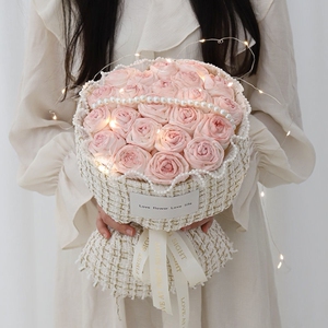 创意diy纸巾腮红花束小香风手捧花包装纸材料包套装送女友闺蜜