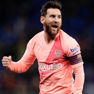 18-19赛季巴萨第二客场球衣10号梅西粉色短袖足球服套装定制队服