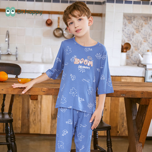 drhappy小博士莫代尔儿童睡衣春夏季七分袖男童家居服空调服套装