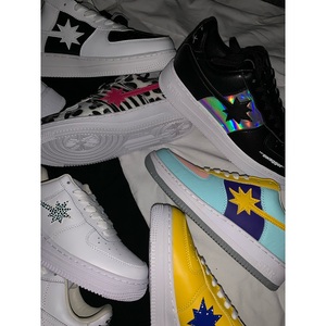 star walk/starwalk豹纹粉星纯白蓝粉蓝水钻黑白板鞋子同款滑板鞋