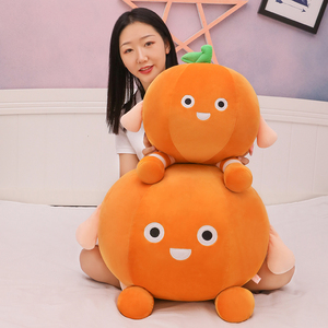 橙色圆形橘子抱枕女生睡觉床上水果超软毛绒玩具布娃娃大靠垫卧室