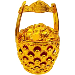 祭祀用品一桶金摇钱树金簸箕聚宝盆茶壶龙船元宝金条纸钱冥币包m