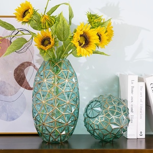 轻奢几何玻璃花瓶北欧创意插花花器客厅家居餐厅 玄关 电视柜摆件