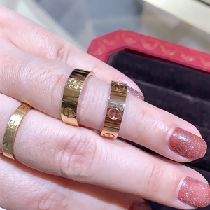 周大福戒指18k玫瑰金经典love黄金au750彩金钻戒男女情侣对戒婚戒