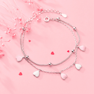 潘多拉2022新品爱洛奇 s925银小甜美爱心手链女韩版简约双层光