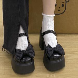 猪腰子鞋女大头娃娃甜lo鞋厚底原创高跟可爱洛丽塔lolita鞋子冬季