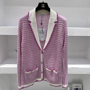 chanel/香奈儿22早春新款粗花镂空时尚百搭女士休闲毛衣针织开衫