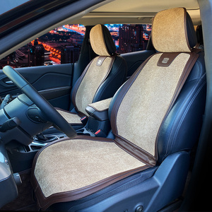 座服车品四季通用汽车坐垫高端夏季亚麻纯色舒适小蛮腰空气层座垫