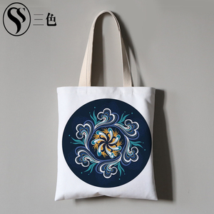 画踪敦煌九色鹿帆布包单肩包环保购物袋文创中国风壁画礼品定制di