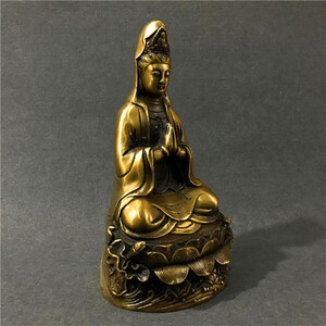 新纯装关音佛像菩萨家用供奉摆件家k居玄观电视柜铜饰品小