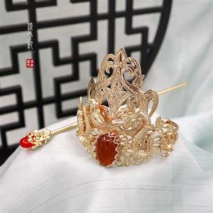 皇云记仙萧龙】汉服发冠束发冠男女款龙冠流冠玛瑙石发饰头饰【侠