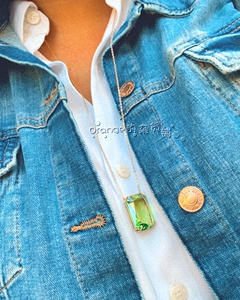 施华洛世奇 Millenia 八角形切割绿色方钻水晶长项链 5619491女