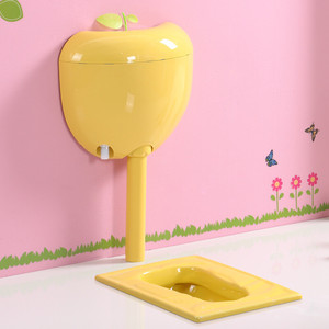 儿童蹲便器蹲坑幼儿园彩色卡通小孩蹲便坑池蹲厕大蹬便池蹲位黄色